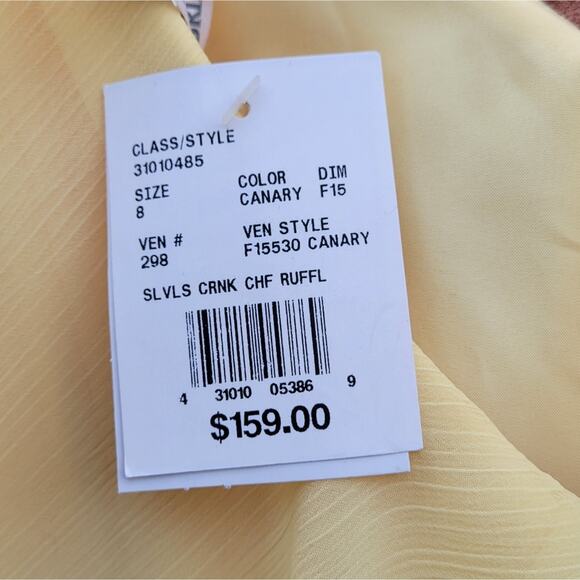David's Bridal sleeveless chiffon dress with ruffled back detail canary yellow 8 - Picture 5 of 6